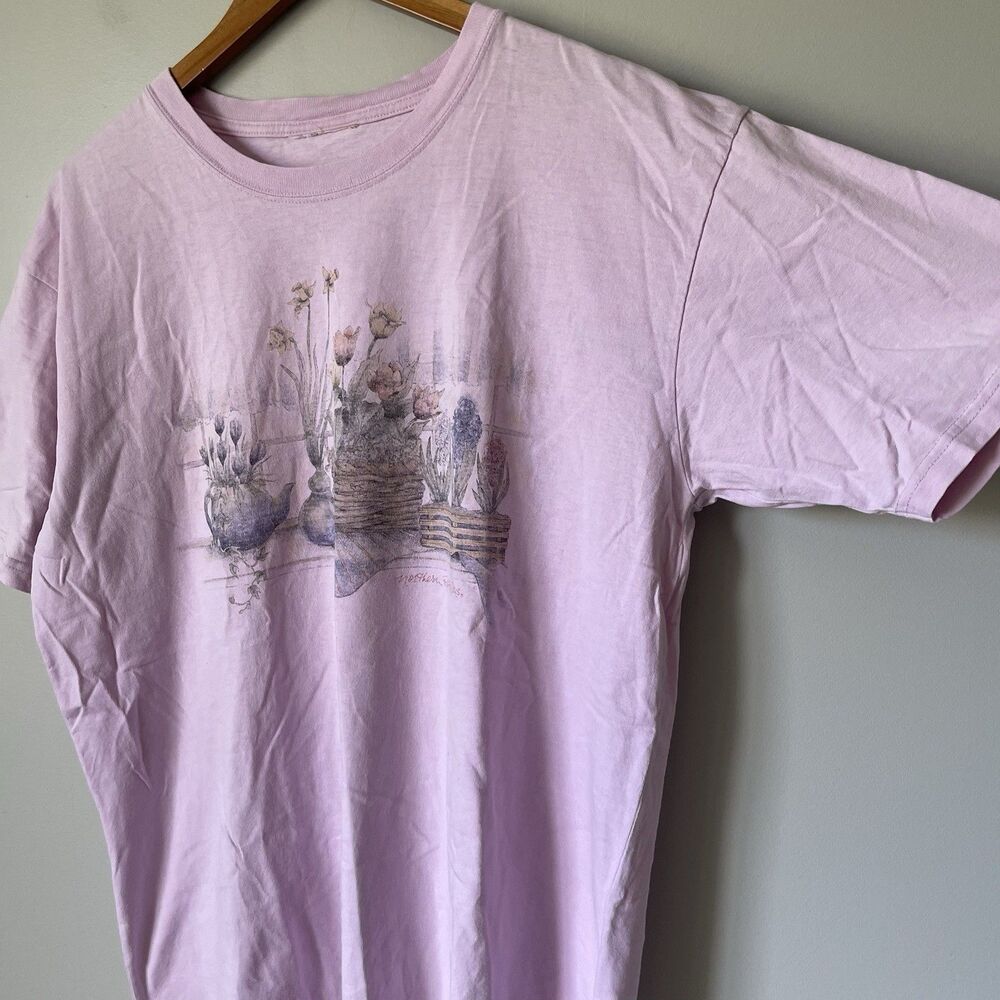 Vintage Cottagecore Floral Print T-Shirt Short Sleeve Purple Women's Size XL - Picture 3 of 10